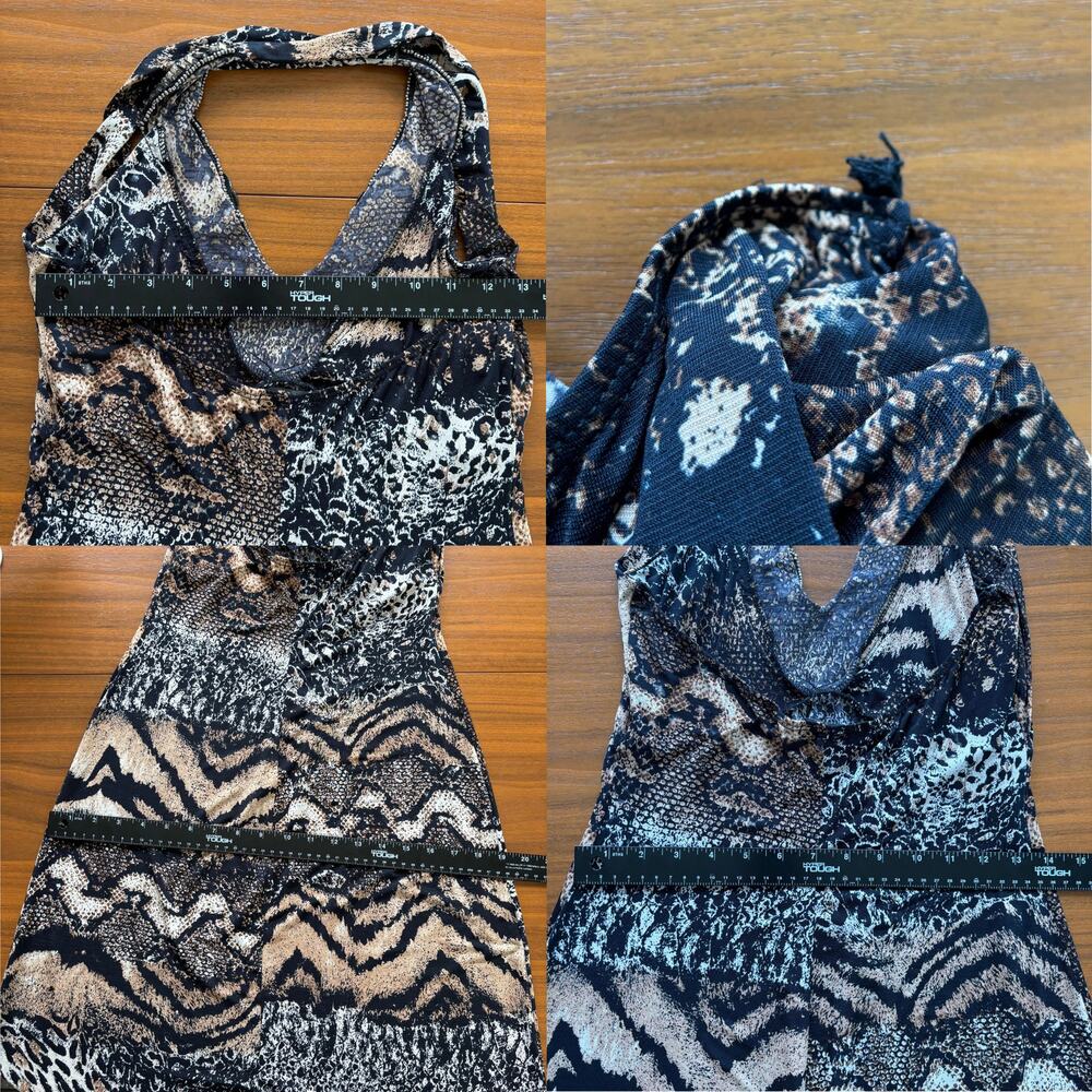 Venus Beaded Halter Maxi Dress Animal Snake Print 2010s Beach Boho Summer Small - Picture 8 of 16